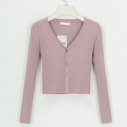 Cardigan court noir Fina | Tricot côtelé, coupe ajustée pour femmes