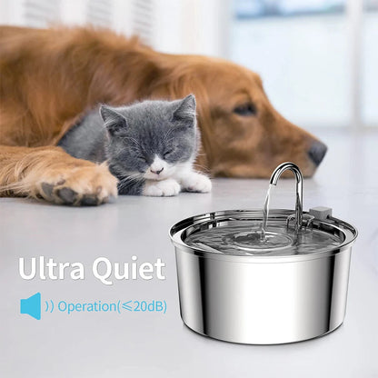 Fontaine automatique en acier inoxydable pour animaux – Bol filtrant silencieux USB pour chiens et chats