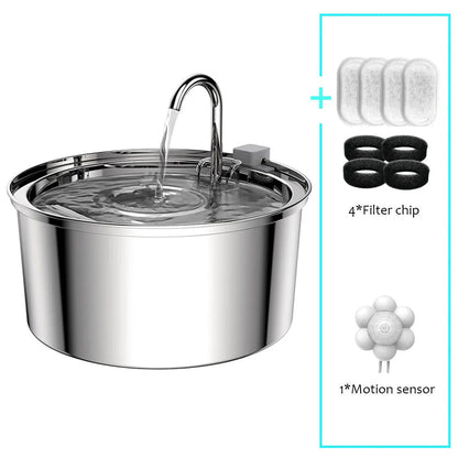 Fontaine automatique en acier inoxydable pour animaux – Bol filtrant silencieux USB pour chiens et chats
