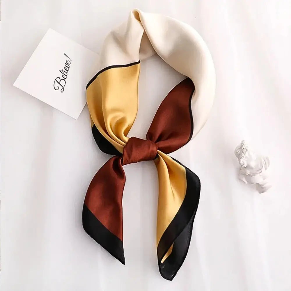 Foulard en Soie Femme Étroit avec Rayures Diagonales - Accessoire Chic et Polyvalent en Soie Luxe 1