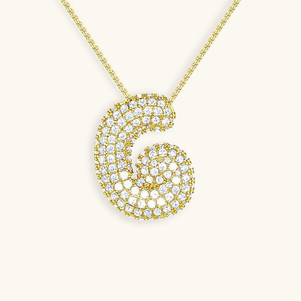 Variant image for Collier Femme Or 18 Carats avec Pendentif Initial et Diamant Simulant 18 pouces-7