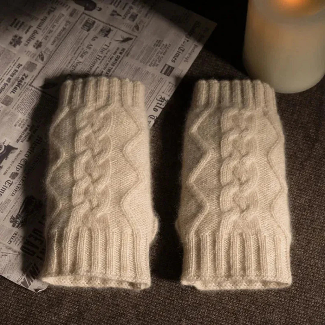 Gants Sans Doigts en Laine pour Femmes – Mitaine Femme Élegante en Tricot Torsadé pour l'Hiver 3