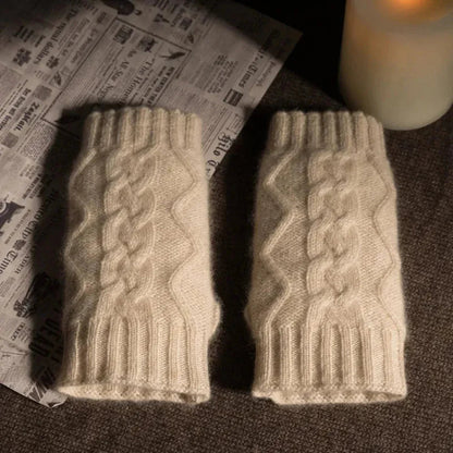Gants Sans Doigts en Laine pour Femmes – Mitaine Femme Élegante en Tricot Torsadé pour l'Hiver 3
