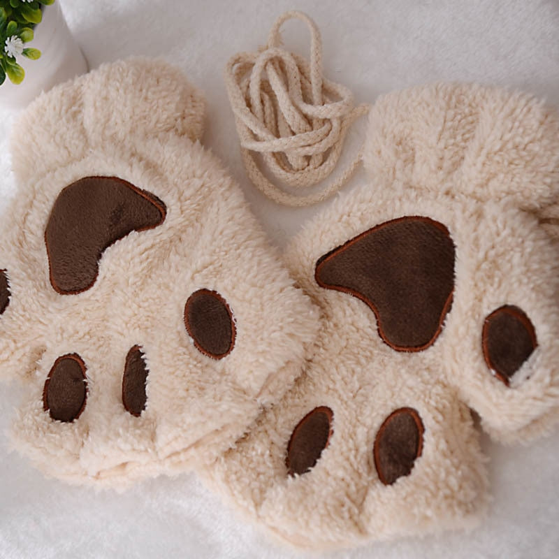 Gants Tactiles Sans Doigts en Polaire Douce pour Femmes - Design Griffes de Chat, Confort Hivernal et Liberté de Mouvement 0