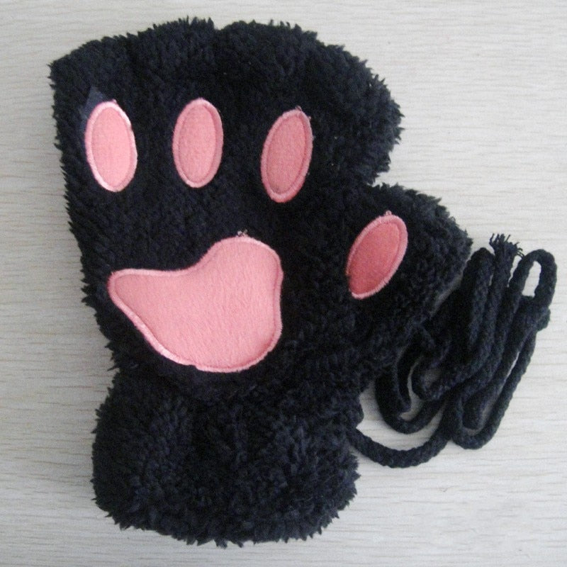 Gants Tactiles Sans Doigts en Polaire Douce pour Femmes - Design Griffes de Chat, Confort Hivernal et Liberté de Mouvement 2