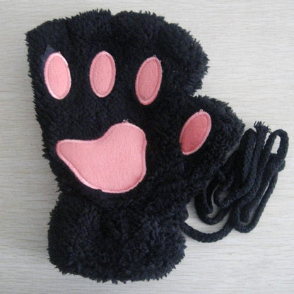 Gants Tactiles Sans Doigts en Polaire Douce pour Femmes - Design Griffes de Chat, Confort Hivernal et Liberté de Mouvement 2