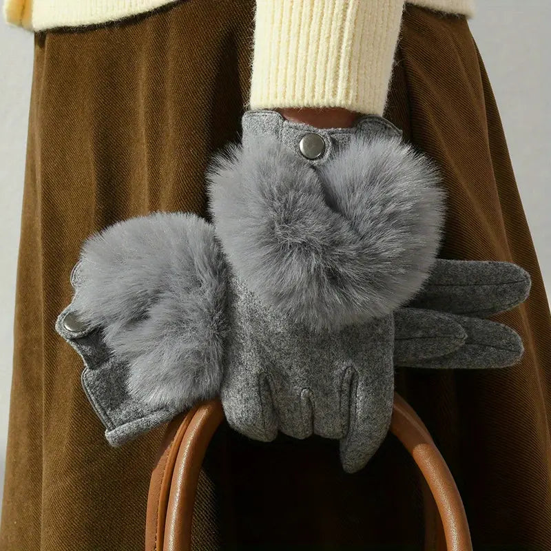 Gants d'Hiver Femme avec Bordure en Fausse Fourrure et Compatibilité Écran Tactile – Design Ajusté et Poignet Élastique 5