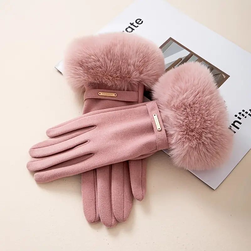 Gants en Microsuède avec Revers en Fausse Fourrure pour Femmes – Gants Isolants et Tactiles 6