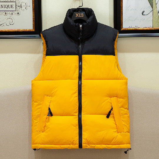 Veste matelassée sans manches isolante pour homme – Polyester résistant, col mao, poches zippées, idéale pour l'hiver