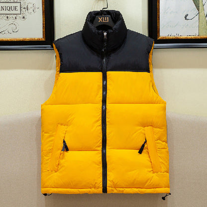 Veste matelassée sans manches isolante pour homme – Polyester résistant, col mao, poches zippées, idéale pour l'hiver