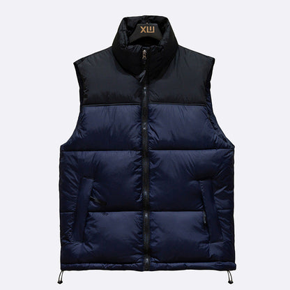 Veste matelassée sans manches isolante pour homme – Polyester résistant, col mao, poches zippées, idéale pour l'hiver