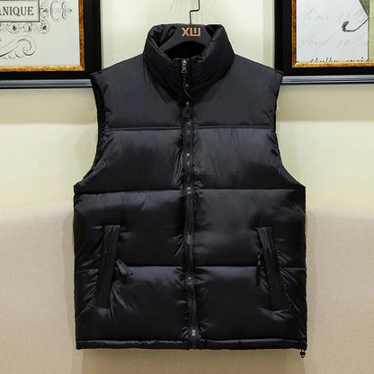 Veste matelassée sans manches isolante pour homme – Polyester résistant, col mao, poches zippées, idéale pour l'hiver