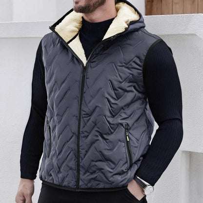 Gilet matelassé en duvet isolant pour homme avec capuche et poches zippées - matelassé pour l'automne et l'hiver