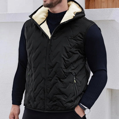 Gilet matelassé en duvet isolant pour homme avec capuche et poches zippées - matelassé pour l'automne et l'hiver