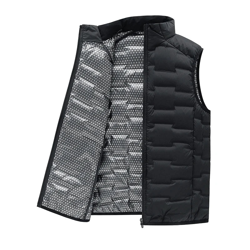 Gilet matelassé pour homme en duvet de canard - Col montant et coupe ajustée pour l'hiver