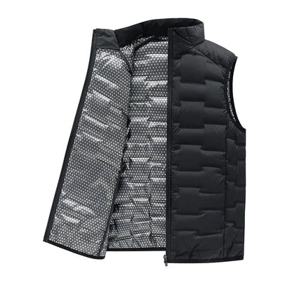 Gilet matelassé pour homme en duvet de canard - Col montant et coupe ajustée pour l'hiver