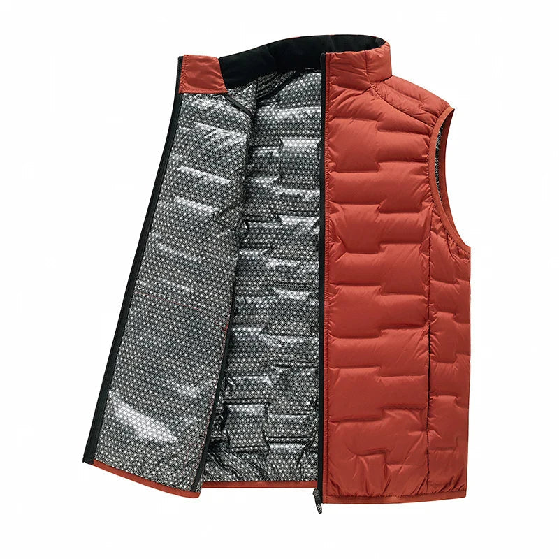 Gilet matelassé pour homme en duvet de canard - Col montant et coupe ajustée pour l'hiver