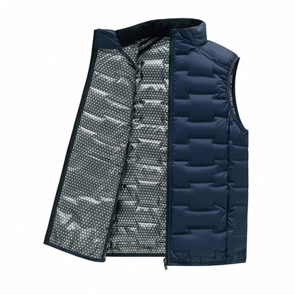 Gilet matelassé pour homme en duvet de canard - Col montant et coupe ajustée pour l'hiver