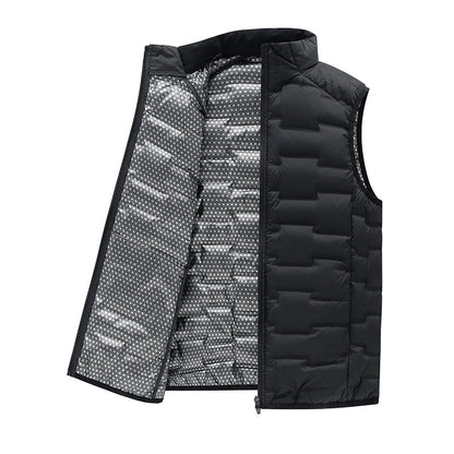Gilet matelassé pour homme en duvet de canard - Col montant et coupe ajustée pour l'hiver