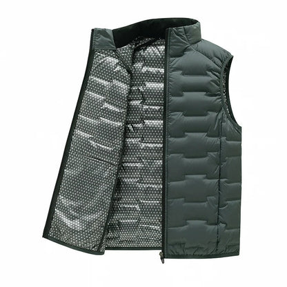 Gilet matelassé pour homme en duvet de canard - Col montant et coupe ajustée pour l'hiver