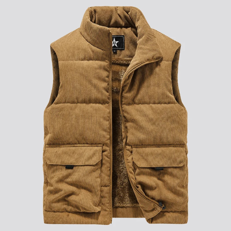 Gilet matelassé en polaire pour homme avec col montant et poche utilitaire