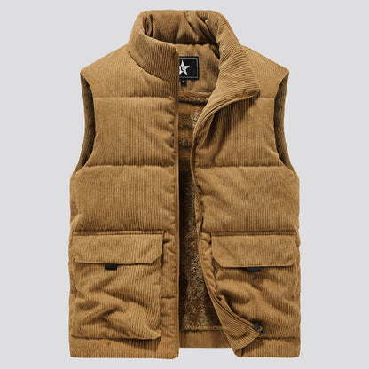 Gilet matelassé en polaire pour homme avec col montant et poche utilitaire
