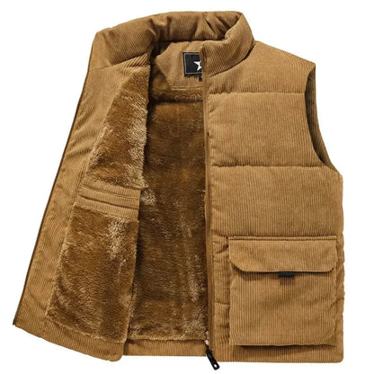 Gilet matelassé en polaire pour homme avec col montant et poche utilitaire