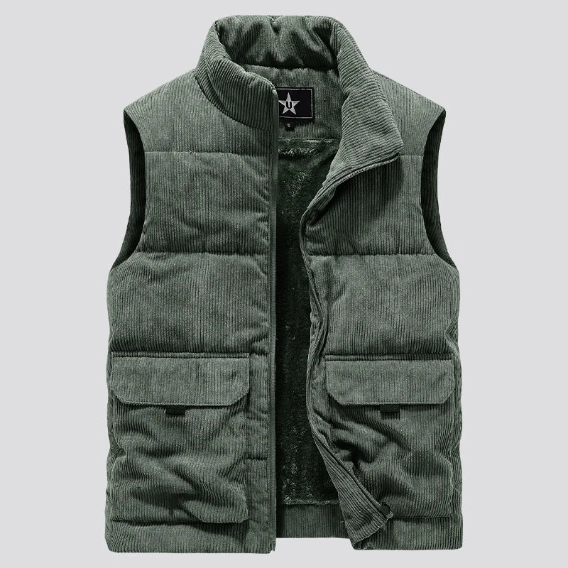 Gilet matelassé en polaire pour homme avec col montant et poche utilitaire
