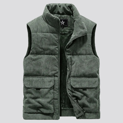 Gilet matelassé en polaire pour homme avec col montant et poche utilitaire