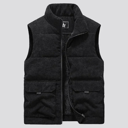 Gilet matelassé en polaire pour homme avec col montant et poche utilitaire