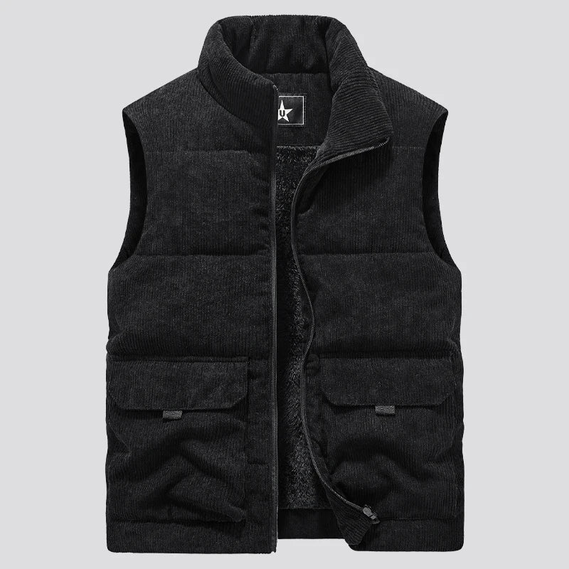 Gilet matelassé en polaire pour homme avec col montant et poche utilitaire