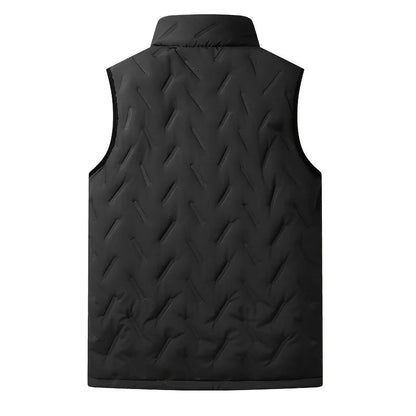 Gilet sans manches pour homme en polyester avec doublure en polaire - Col montant, poches zippées, idéal pour l'automne et l'hiver