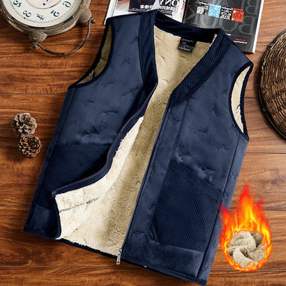 Gilet sans manches pour homme en laine épaisse avec doublure en polaire - Confort et élégance pour l'hiver