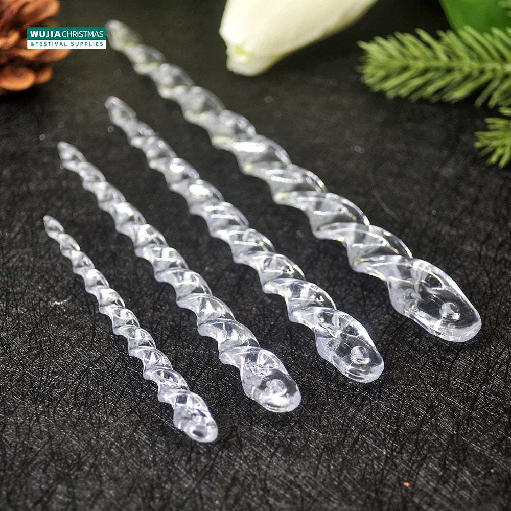 Artificial Christmas Ice Cubes in Transparent Plastic - Hanging Decoration, 10/12 Pieces, Dimensions 10/13/15/20 cm