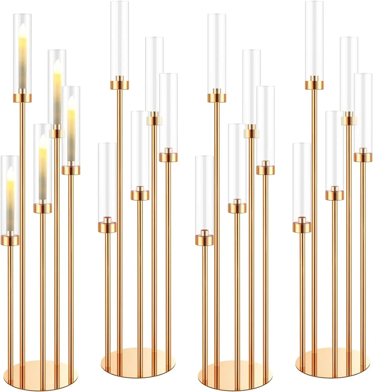 Gleam Candelabra | 5 Arm Gold Candle Holder with Acrylic Shades