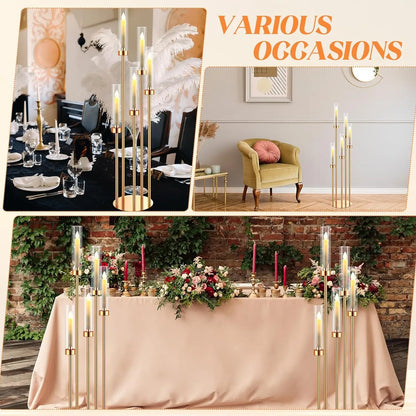 Gleam Candelabra | 5 Arm Gold Candle Holder with Acrylic Shades