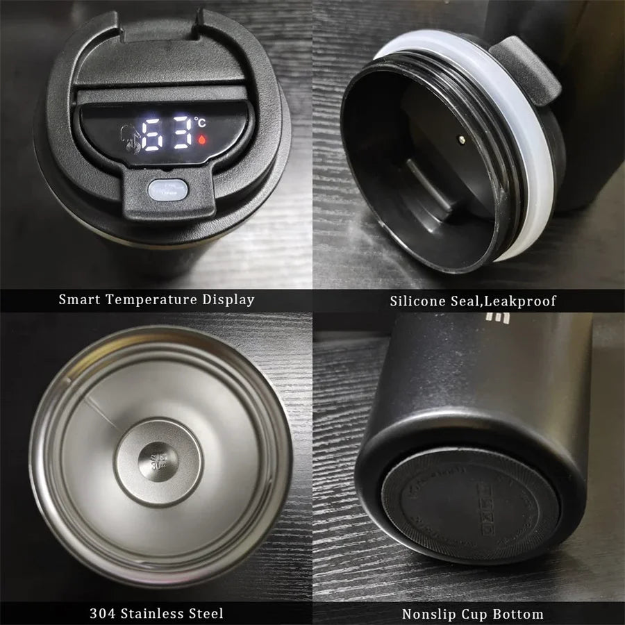 Stainless Steel Insulated Tumbler with Temperature Display – Waterproof Travel Mug 380ml 510ml