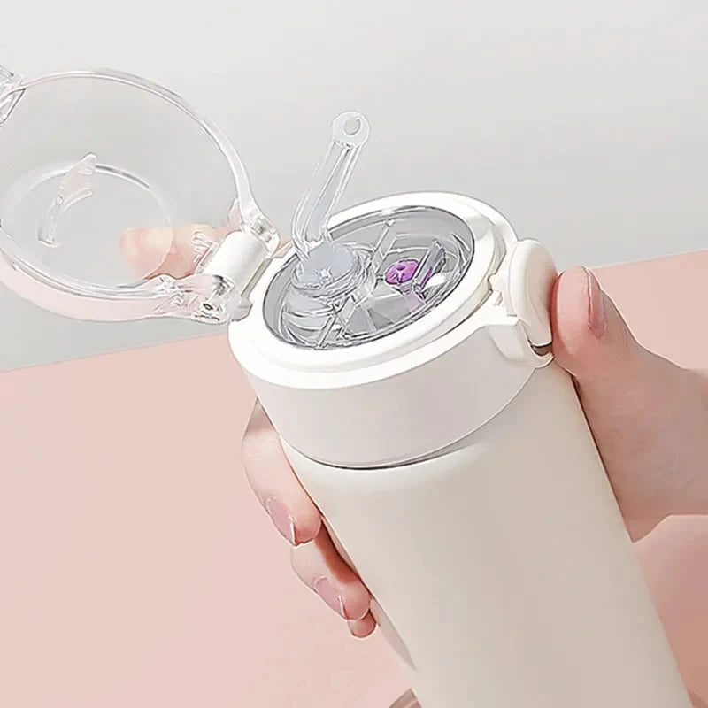 Bouteille Isotherme en Acier Inoxydable 380 ml avec Paille pour Filles