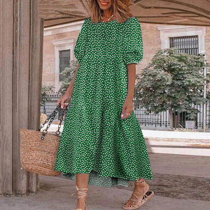 Robe mi-longue élégante pour femme avec manches courtes – Sophistiquée et polyvalente pour toutes les occasions