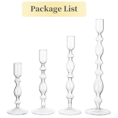 Grove Glass Candlestick Holders | Handmade, Elegant Taper Candle Holders Set of 3