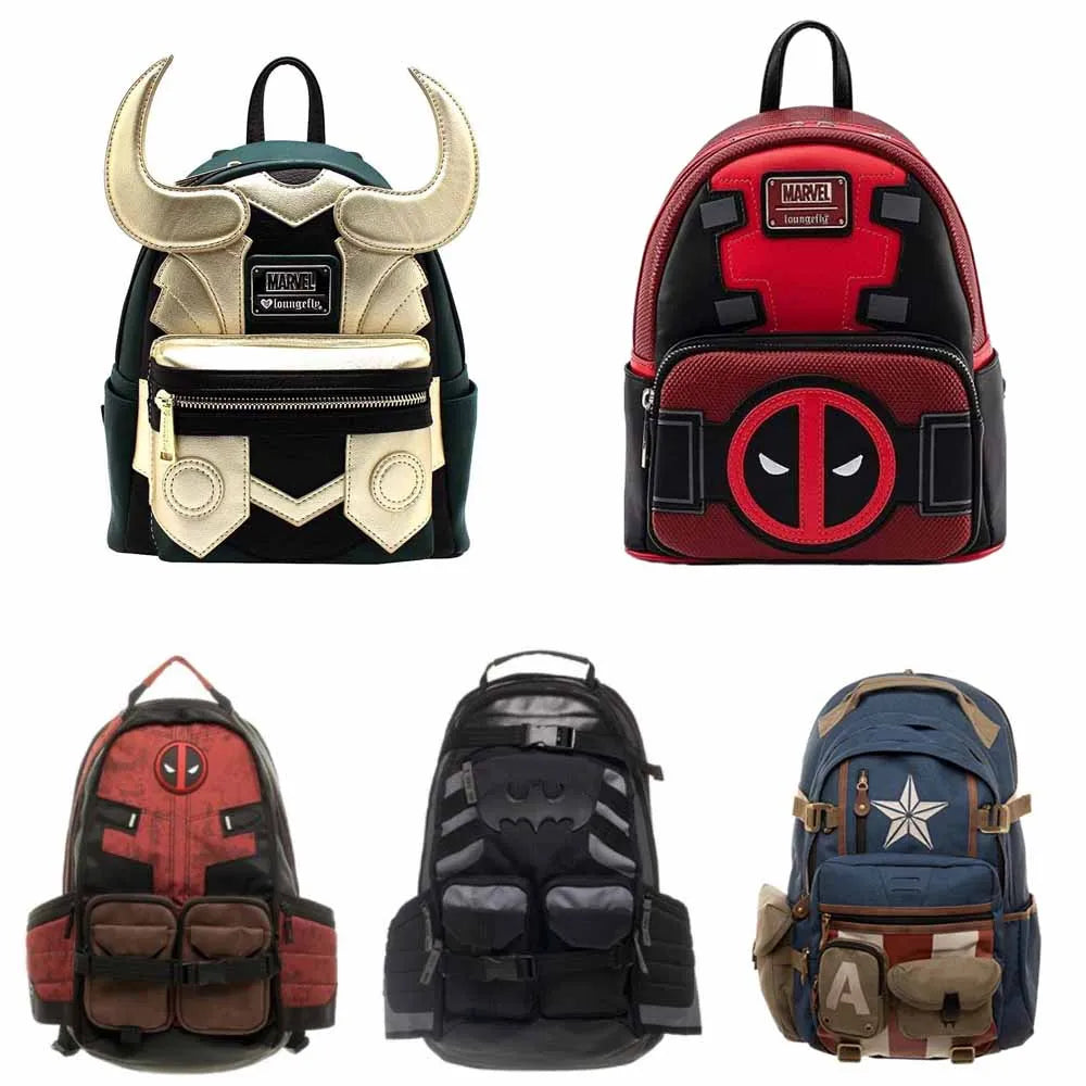 Sac à dos de grande capacité pour dessins animés d'anime – Design Marvel Avengers Deadpool et Capitaine Amérique