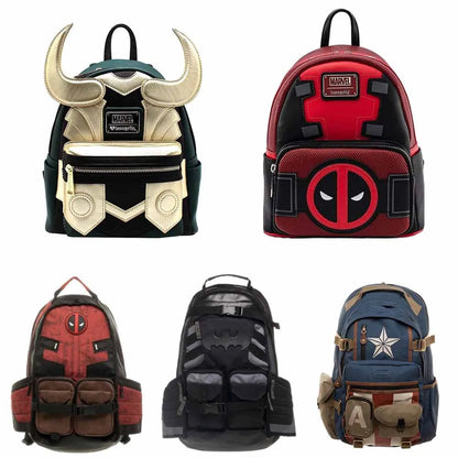 Sac à dos de grande capacité pour dessins animés d'anime – Design Marvel Avengers Deadpool et Capitaine Amérique