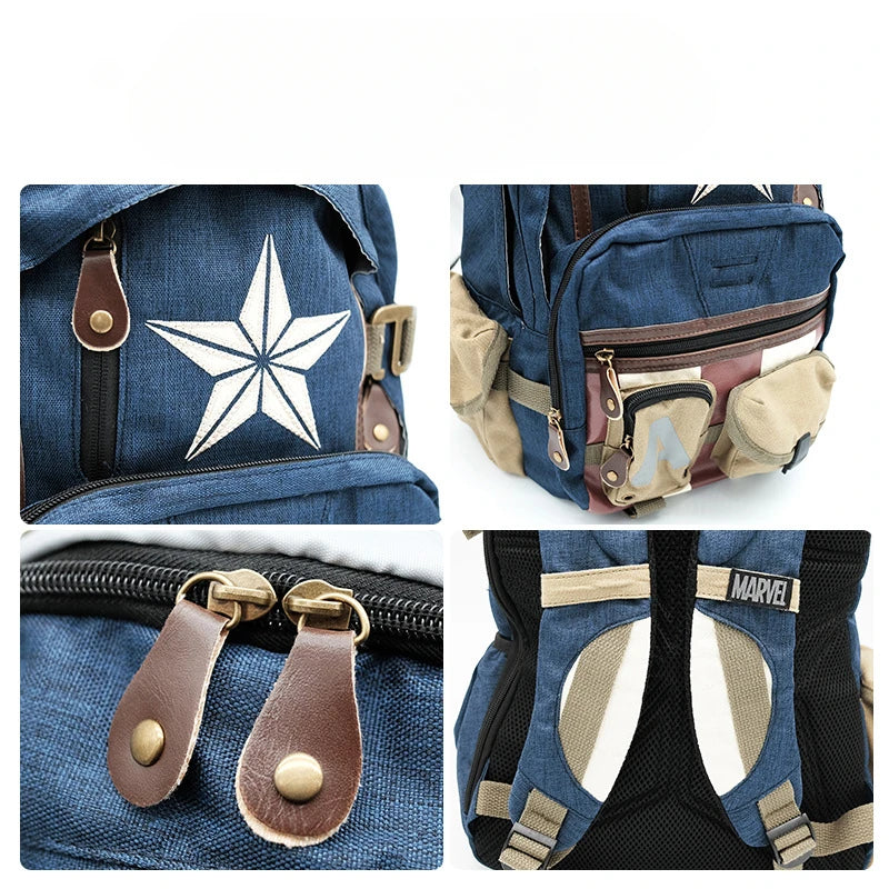 Sac à dos de grande capacité pour dessins animés d'anime – Design Marvel Avengers Deadpool et Capitaine Amérique
