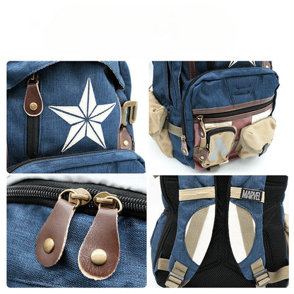 Sac à dos de grande capacité pour dessins animés d'anime – Design Marvel Avengers Deadpool et Capitaine Amérique