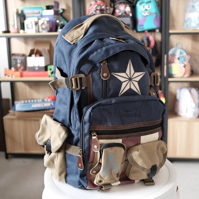 Sac à dos de grande capacité pour dessins animés d'anime – Design Marvel Avengers Deadpool et Capitaine Amérique