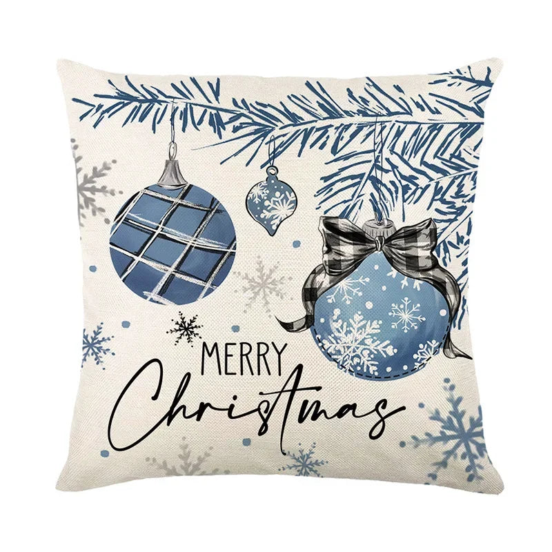 Housse de coussin et taie d'oreiller en lin 45 cm pour décoration de Noël et du Nouvel An