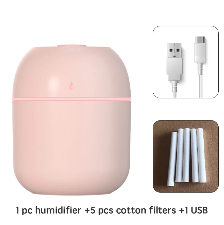 Mini humidificateur d'air portatif à ultrasons USB avec lampe DEL – Diffuseur d'arômes pour pièce et voyage