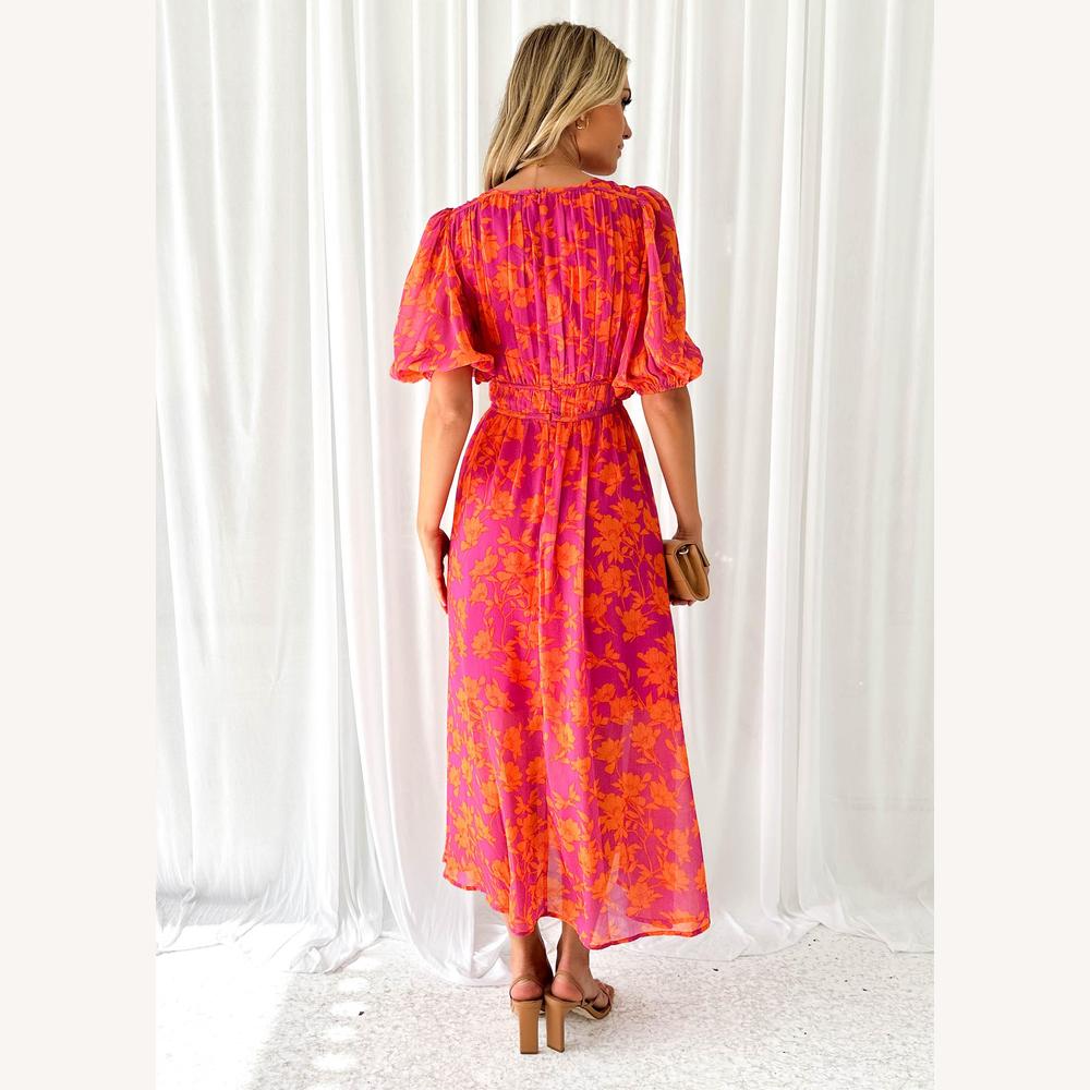 Robe longue élégante pour femme avec encolure en V – Robe d'été longue en tissu de haute qualité, idéale pour toutes les occasions