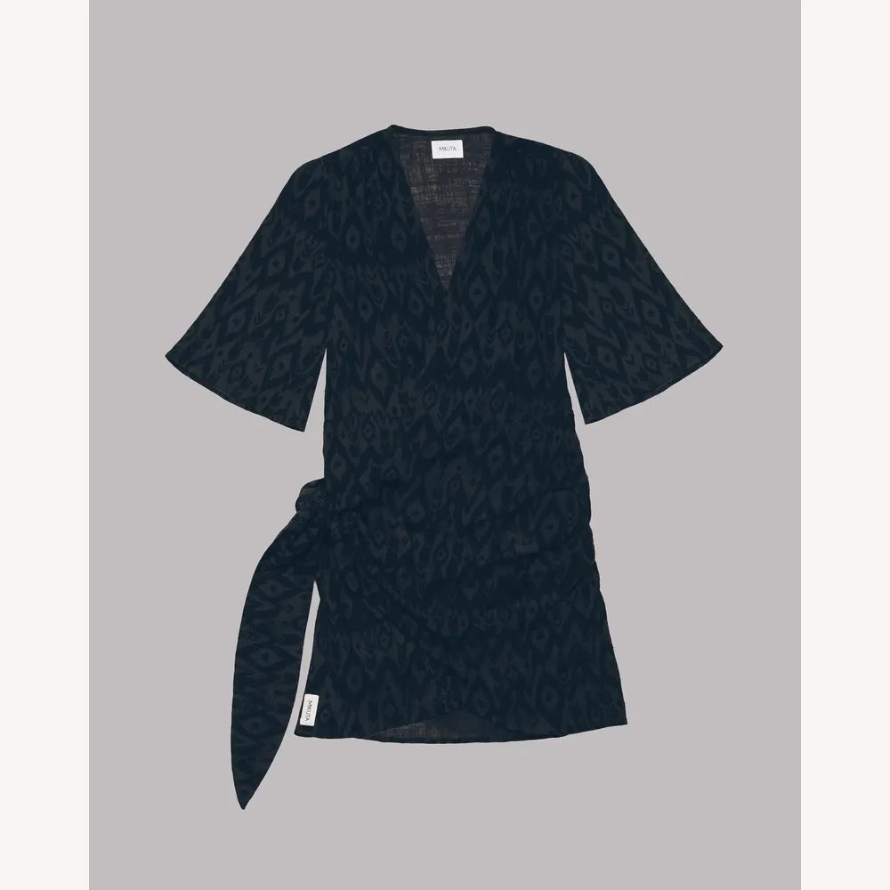 Robe longue portefeuille pour femme en gaze de coton – Beige ou gris, design élégant et confortable