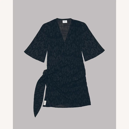 Robe longue portefeuille pour femme en gaze de coton – Beige ou gris, design élégant et confortable
